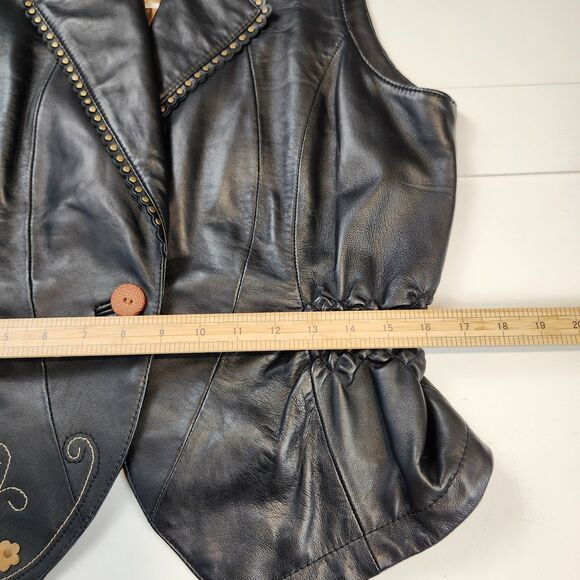 Wilsons Women's Leather & Suede Vest Whimisgoth Black Studded Biker size Large - Picture 8 of 12
